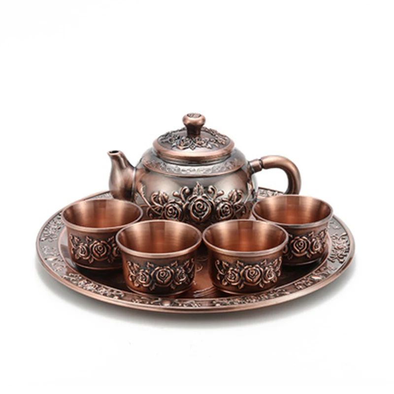 Античный медный чайный сервиз Подарочная коробка китайский набор кунг-фу