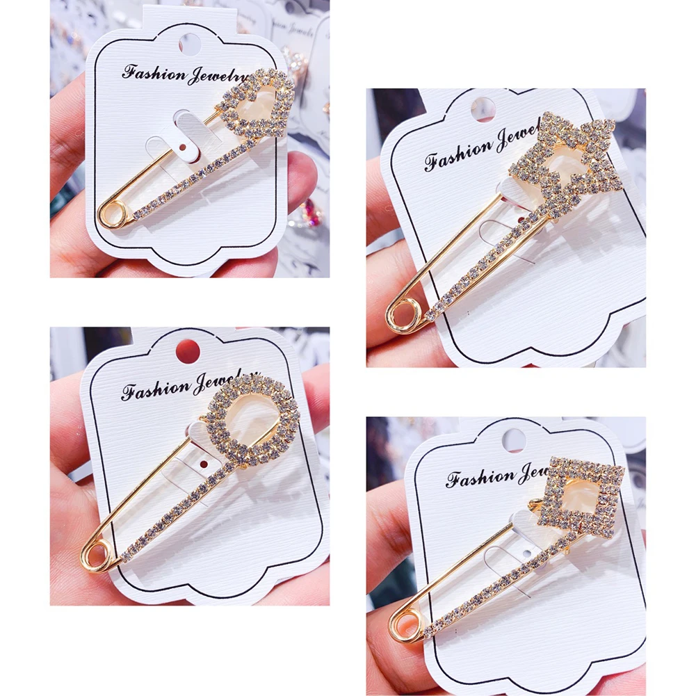 

Elegant Pin Rhinestone Jewelry Gold Colors Enamel Brooch Women Cardigan Scarf Dress Clothes Simple Lapel Pin Accessories Gifts