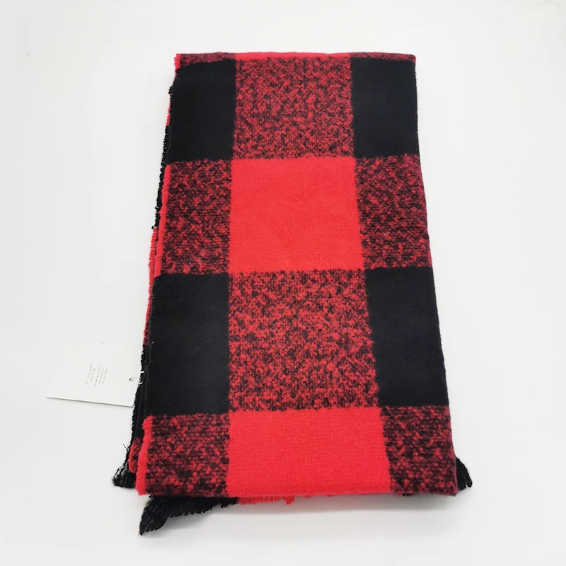 Новый бренд AC клетчатый зимний шарф женский осенний вязаный кашемировый Пашмина