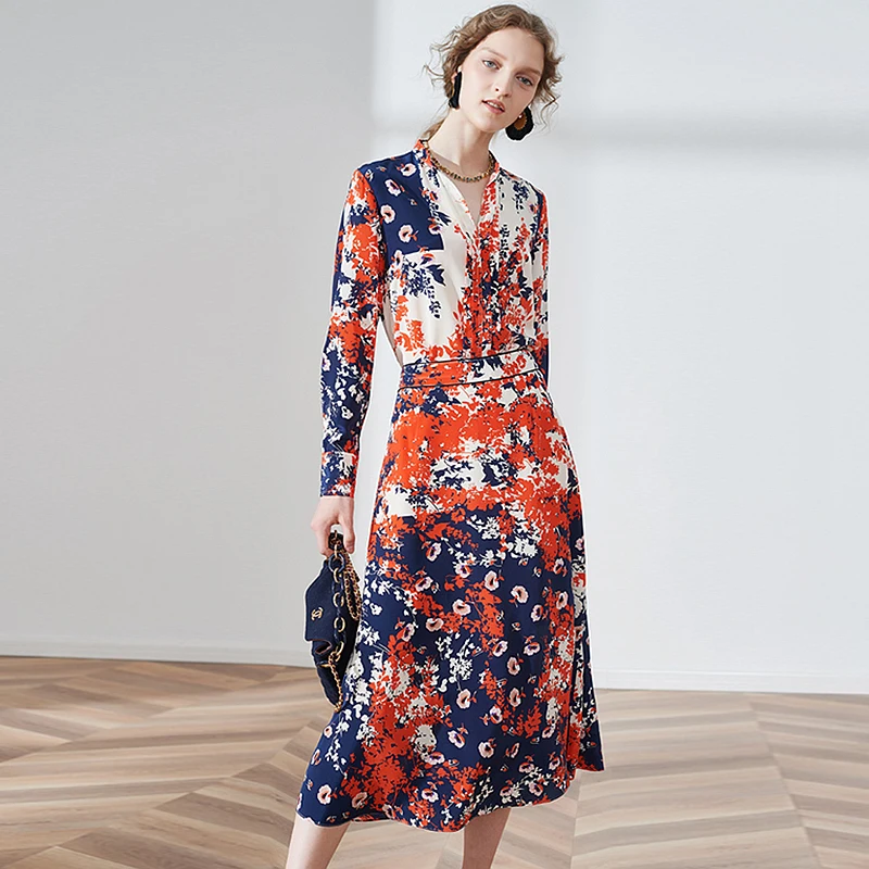 Женская шелковая блузка с длинным рукавом и V образным вырезом|Спортивные