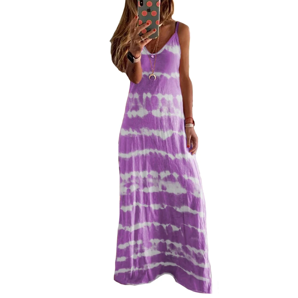 

Casual Women Dress Plus Size 5XL V-collar Strap Dress Summer New Cotton Blended Loose Dress Ladies Comfortable Long Dresses