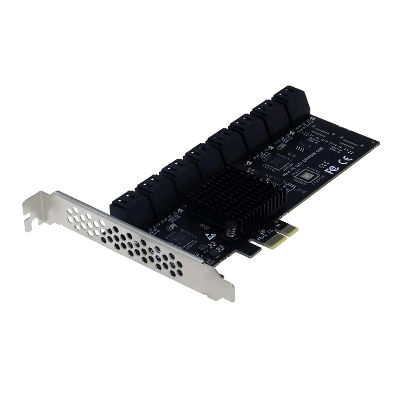 

Плата PCIe SATA, 16 портов, контроллер SATA III, плата расширения 6 Гбит/с, PCIe-SATA 3,0, хост-контроллер для Чиа-майнинга, Прямая поставка