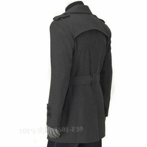 

Wholesale Men's Woolen Coat-Style Epaulet Mid-length Double Breasted Trench Coat Plus-sized Menswear Coat