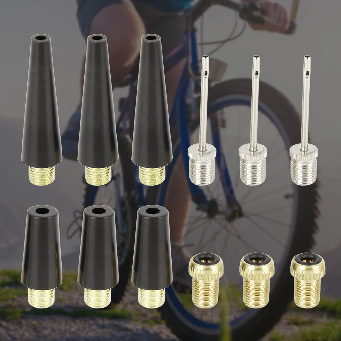 X Autohaux Car Bike Tire Valve Adapter Inflator Standard Air Pump Ball Needle Nozzle Set Lengthened External Thread | Автомобили и
