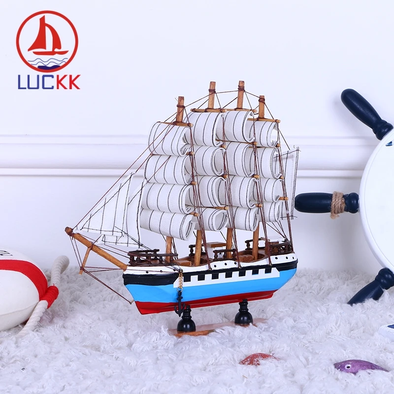 LUCKK 24 см ручная работа скандинавский Стиль деревянные парусные лодки модель