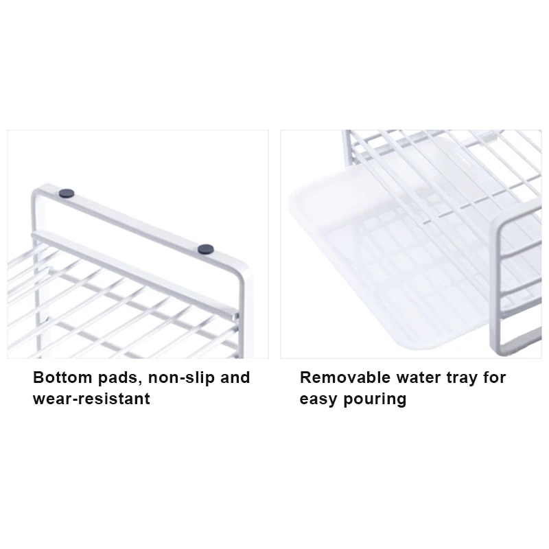 

Sponge Holder Removable Tray Drain Storage Rack Kitchen Sink Organizer for Brush Soap B99