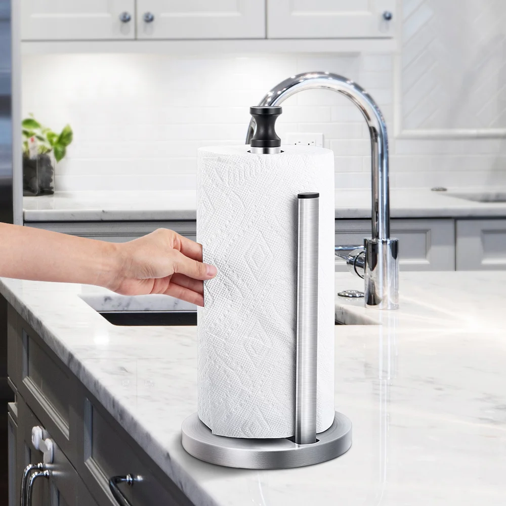 

HOMEMAXS 1PC Stainless Steel Standing Paper Towel Holder for Home Kitchen Living Room