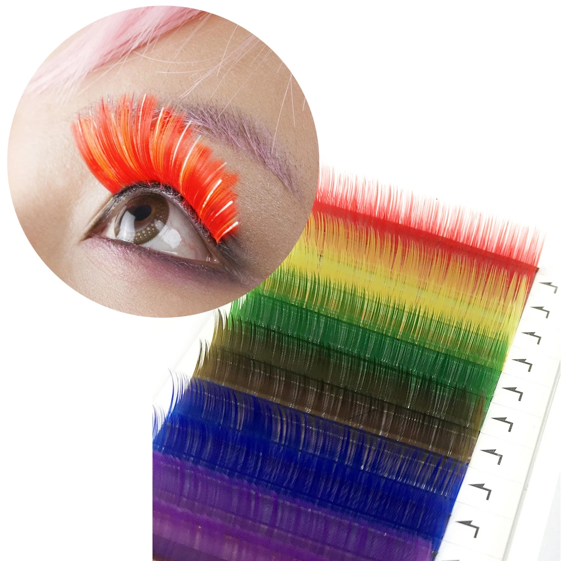 

Hot 12Rows/Set 6Colors Natural False Eyelash Extension Mixed Rainbow 0.1mm Colorful Individual Eyelashes Beauty Makeup Tool