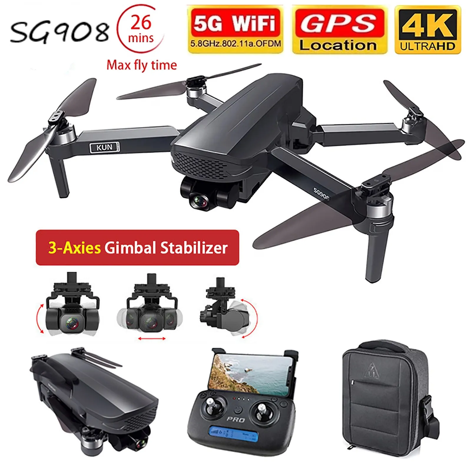 

2021 NEW SG908 Drone 3-Axis Gimbal 4K Camera 5G Wifi GPS FPV Profesional Dron 50X Foldable Quadcopter distance 1.2km vs SG906pro