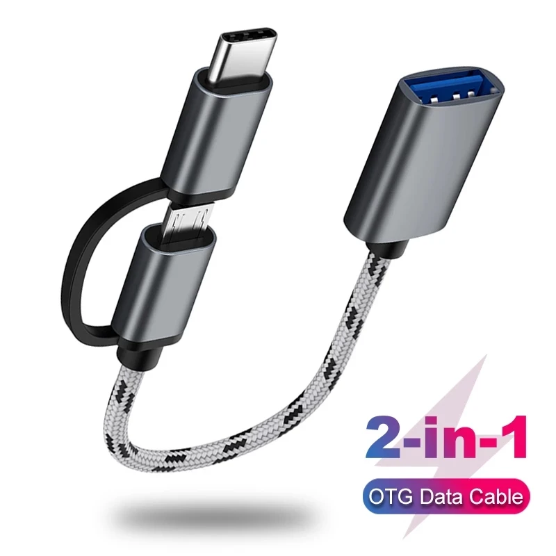 2 в 1 кабель адаптера OTG USB 3 0 с разъемом Micro Type-C для передачи данных адаптер Samsung Xiaomi