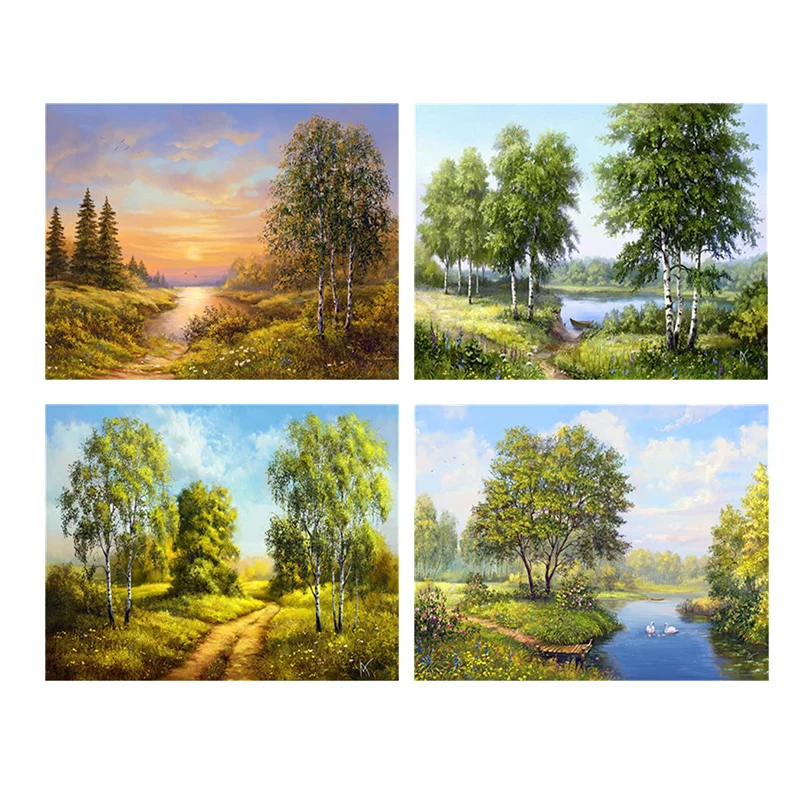 Картина по номерам фотография леса на холсте ручная роспись подарок DIY картины