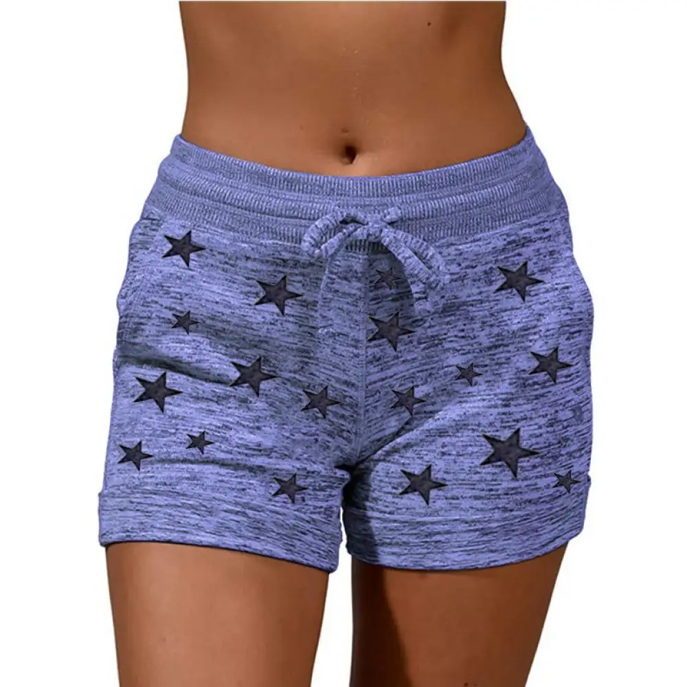 Summer Plus Size Women's Shorts Fashion Pocket Printed Sports Pants Slim Drawstring Elastic Waist Short  Pants Casual Women