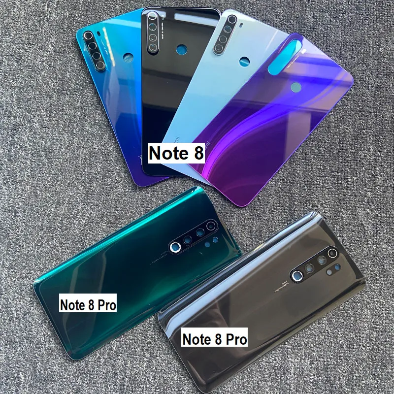 6.53&quot 2019 For Xiaomi Redmi Note 8 Pro Battery Cover Back Glass Rear Door Housing Case Panel With Camera Lens Adhesive Sticker |