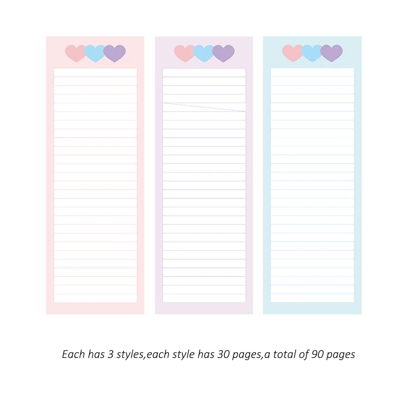 90PCS Simple Long Note Paper Diary Notebook Loose-Leaf Memo Pad Student Tearable Message School Stationery | Канцтовары для офиса