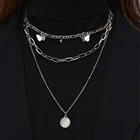 Женское многослойное Ожерелье Стразы, ожерелье в готическом стиле с кулоном-бабочкой, массивное ожерелье серебряного цвета, Ювелирное Украшение в эстетике