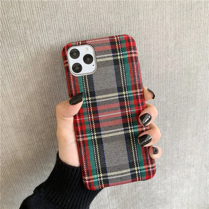Ретро решетки холст тряпичный чехол для iphone 11 11Pro Max XS X XR 7 8 Plus Мягкий силиконовый