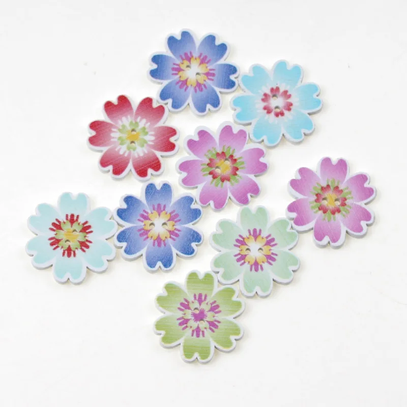 

50 шт., деревянные пуговицы с двумя отверстиями