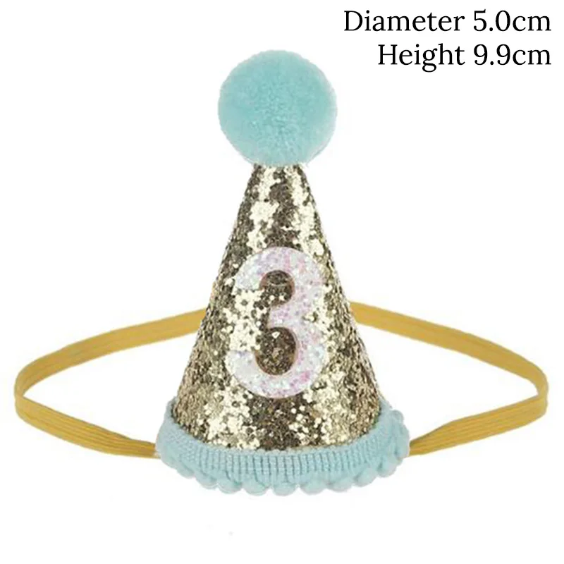 mini hat Blue 3 WEIGAO 1 шт. 1/2/3 шляпы для вечеринки по случаю Дня Рождения лента для волос в виде короны корона для принца и принцессы повязка на голову Baby Shower дети День рождения украшения - Цвет: mini hat Blue 3