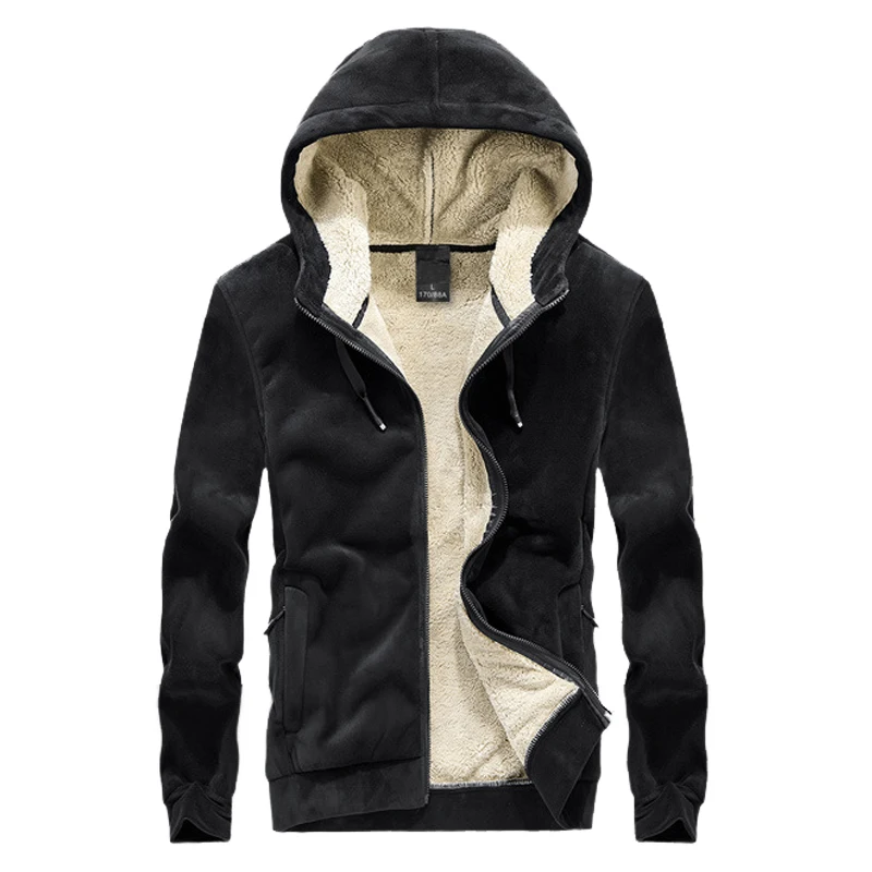 

2021 New Fashiong Winter Fleece Hoodie Sweatshirt Mens Thick Warm Coat Male Solid Color Jacket Men Brand Clothing 8XL