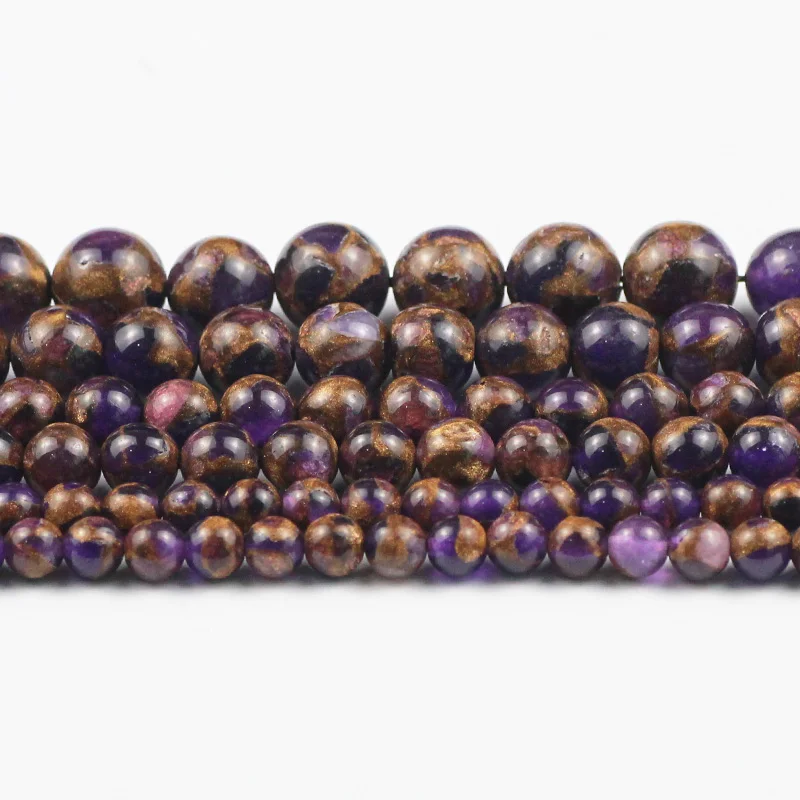 Круглые бусины WLYeeS из фиолетового золота с Непальским агатом натурального камня