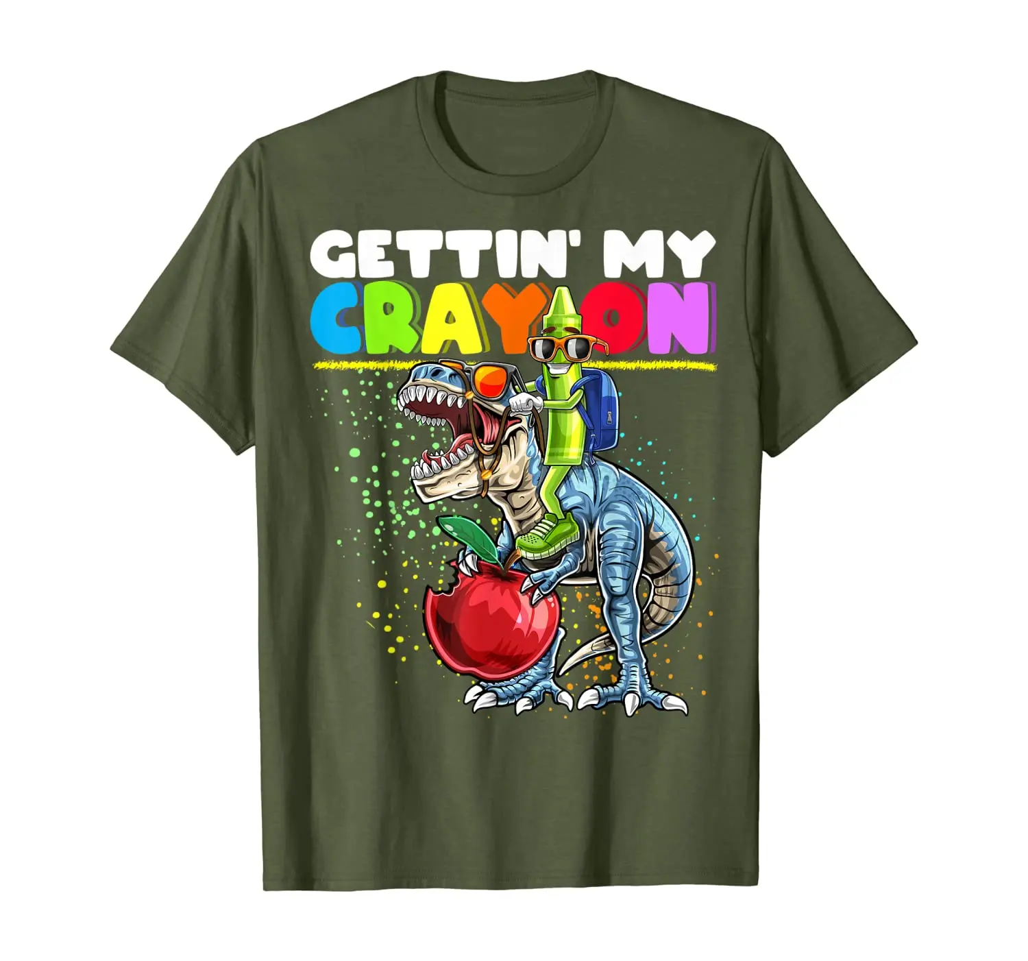 

Getting My Cray On Dinosaur Crayon Back to School Shirt Kids