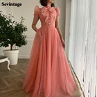 Женское вечернее платье Sevintage, длинное Тюлевое платье в горошек с короткими рукавами и высоким воротом, вечернее платье принцессы для выпускного вечера, 2021