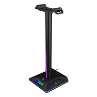 gaming headset stand with usb and 3 5mm audio ports rgb headphones holder for gamer gaming pc accessories desk
