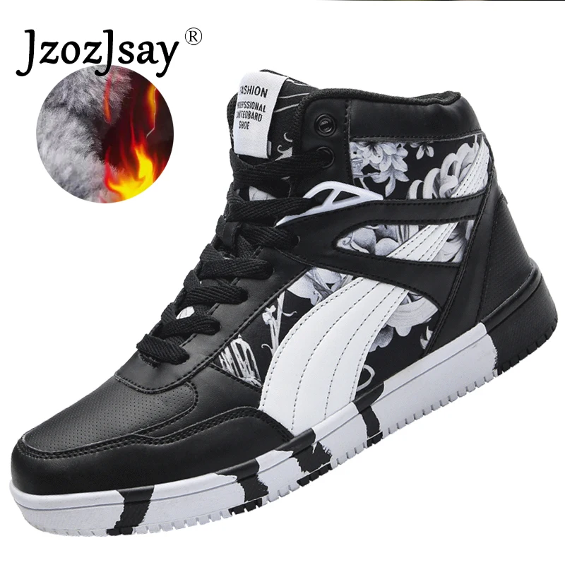 2020New Роскошные зимние мужские повседневные теплые ботинки с принтом высокие