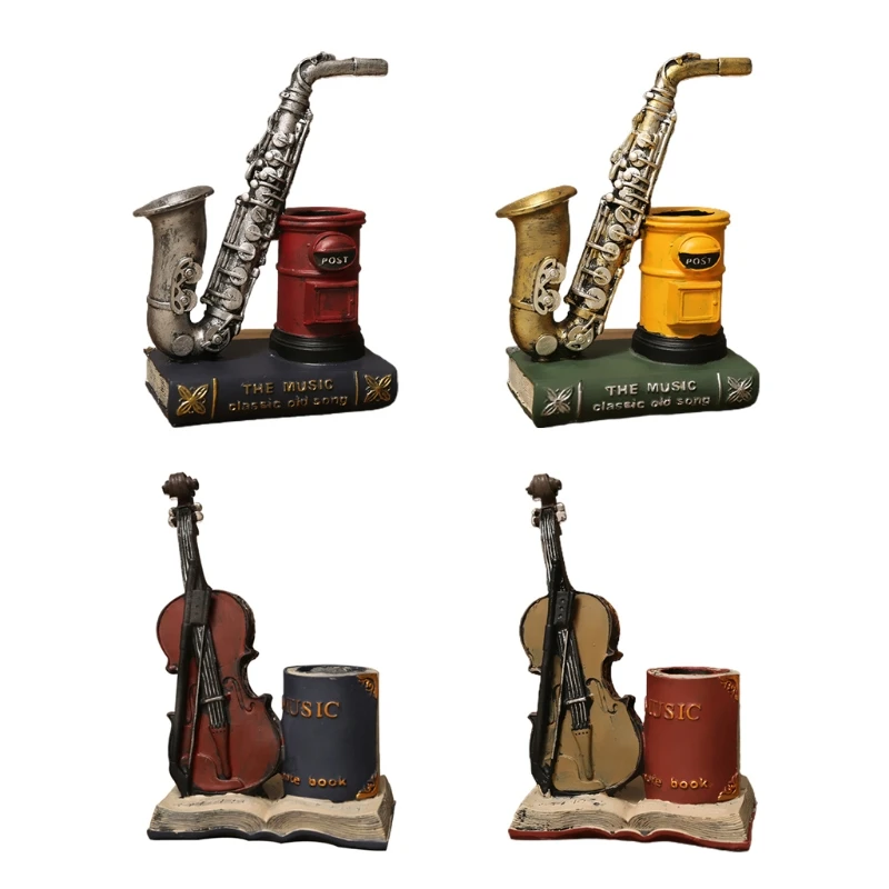 

Retro Dip Pen Holder Stand Calligraphy Brush Holder Resin Pen Cup Gift Ornament for Musician Violinist Saxophone Player
