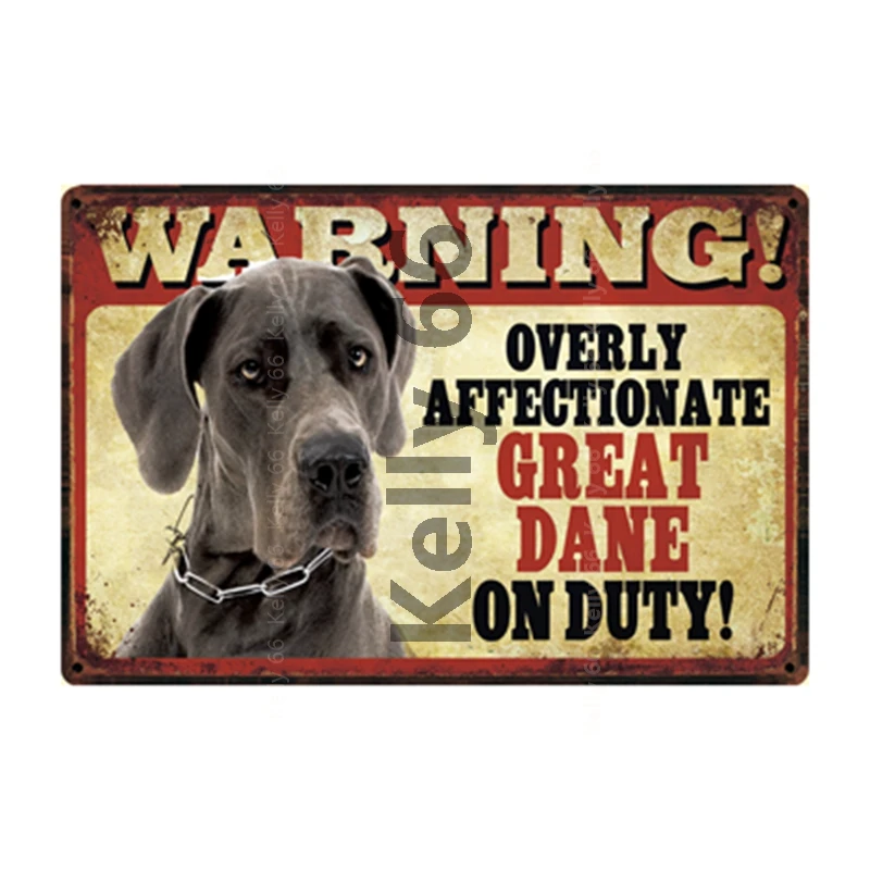 

[ Kelly66 ] Pets Warning Dog Rule Life Is Better With Great Dane Metal Sign Home Decor Bar Wall Art Painting 20*30 CM Size DG-24