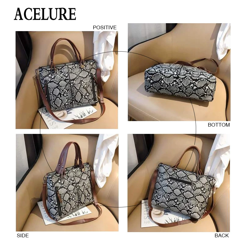 Роскошная сумка Tote женские сумки дизайнерские модные из искусственной кожи Наплечная Сумка, кожа под крокодила сумка через плечо для женщин сумка через плечо ACELURE