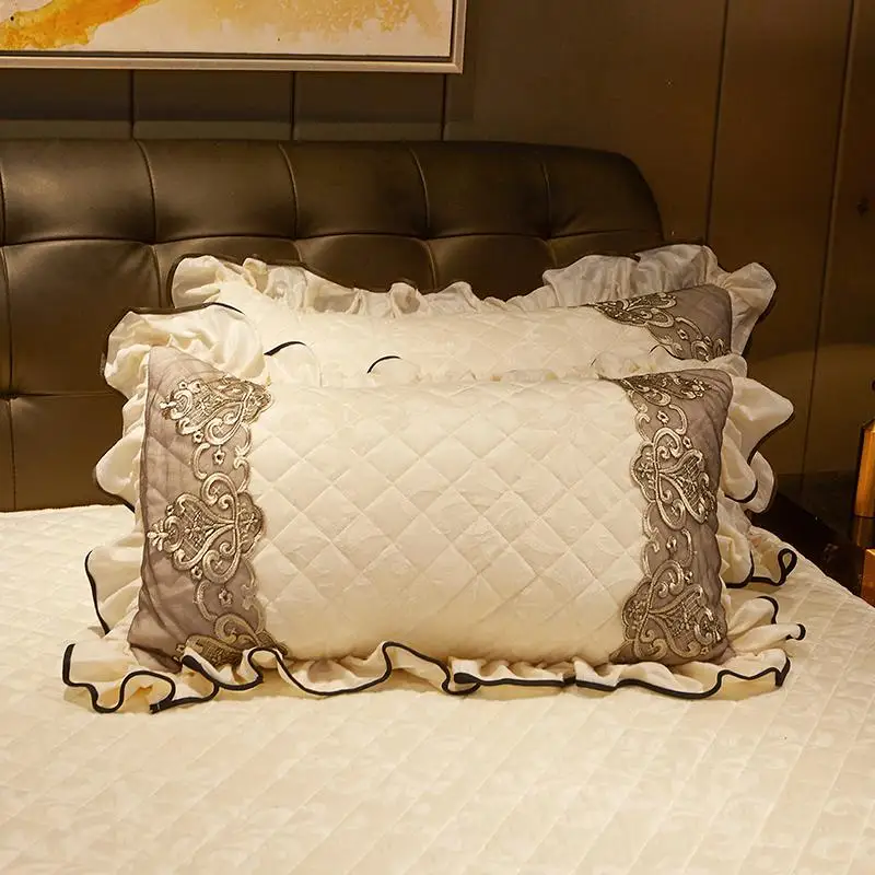 

New Luxury Beige Purple Brown Quilting Flannel Fleece Velvet Lace Bed Skirt Bed Sheet Bed Cover Bedspread Pillowcase Bedding Set