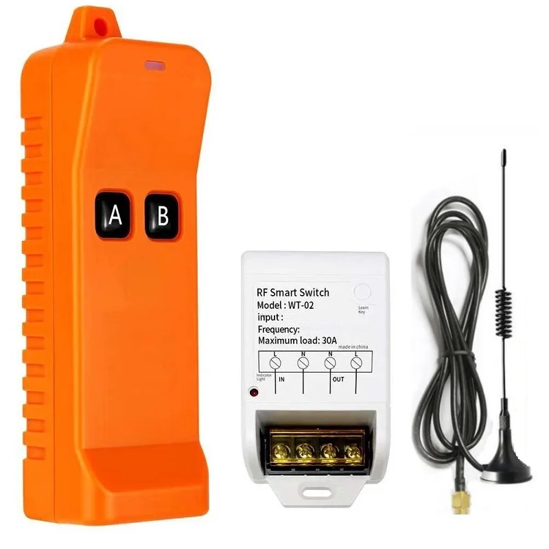 Беспроводной переключатель дистанционного управления для водяного насоса, 868 МГц, 3000 Вт, РЧ, 220 В переменного тока, 1 канал, 30 А, приемник, промышленный передатчик для универсального освещения