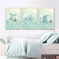 simple mediterranean home decor pictures cartoon ship sea waves love quotes wall art canvas painting nordic posters and prints