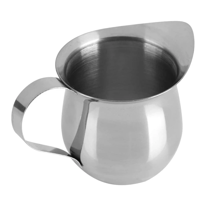 

Set of 3 Stainless Steel Creamers, 5Oz, Mirror Finish, Comfort Grip Handle, Coffee Cup