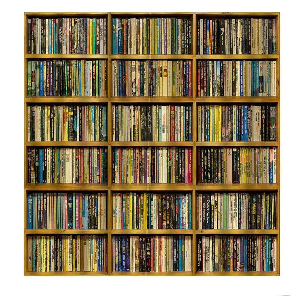 

Curtains (2 Panel) Grommet Top Blackout Window Curtains Yellow Wood Grain Bookshelf Decpr Curtains Set (left and right side)