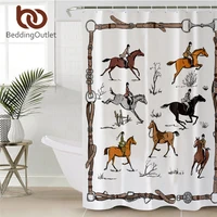 beddingoutlet equestrian shower curtain england tradition horse riding waterproof bath curtain with hooks animal sports bathroom