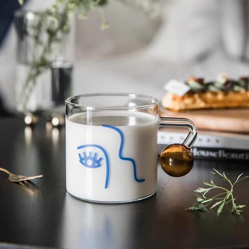 Стеклянная чашка в скандинавском стиле с человеческим лицом бутылка для воды