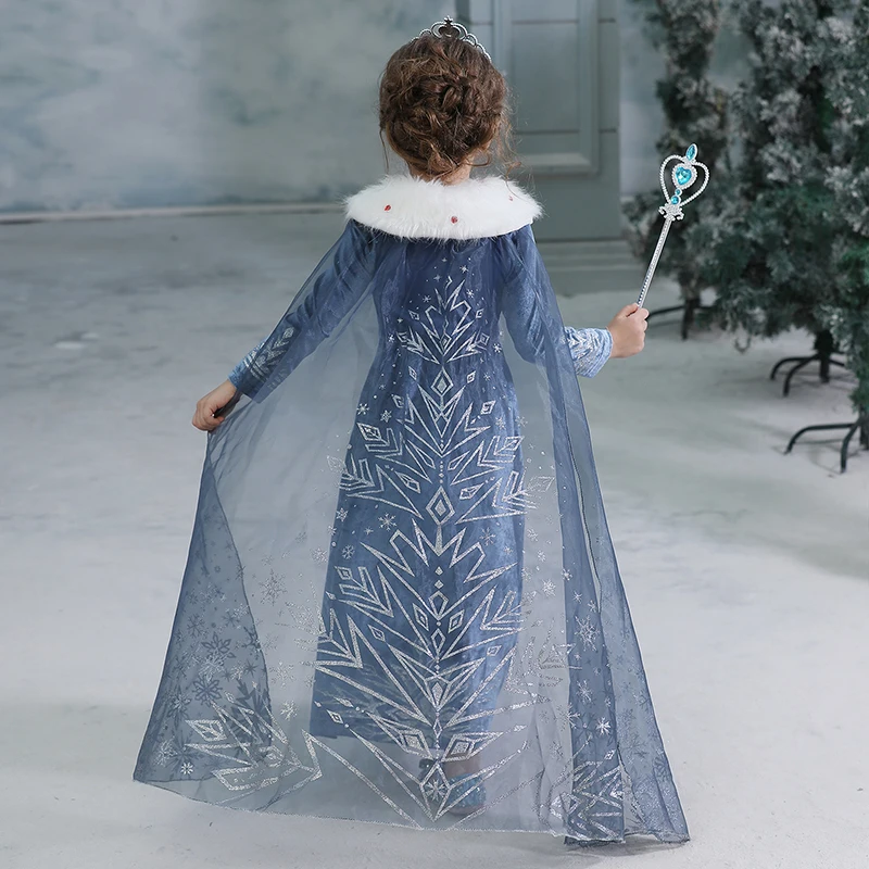 Frozenn 2 Elsa Anna Dress Kid Dresses for Girls Vestidos De Fiesta Noche Costume Long Sleeves Princess Girl | Детская одежда и