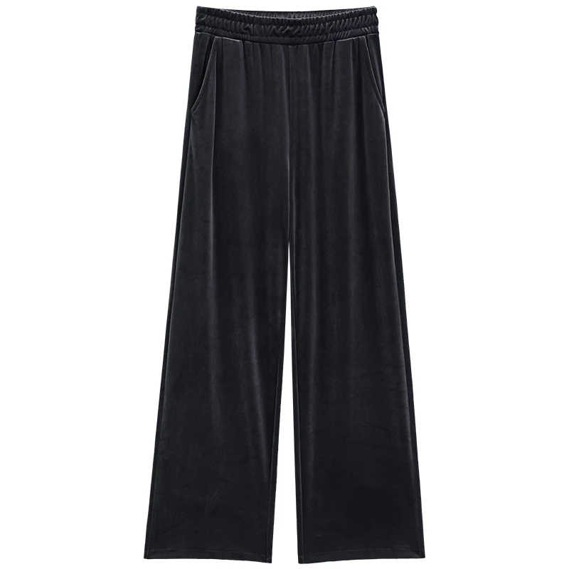 

Winter Velvet Thick New Straight Wide Leg Womens Trousers Autumn Streetwear Chic Pants Women High Waist Plus Size Loose