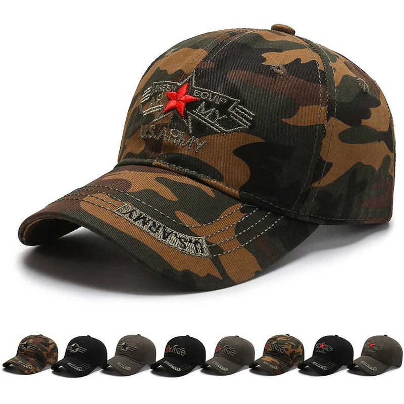 

Spring Summer Fashion Baseball Caps Camo Men Snapback Hat Outdoor Casual Trucker Bonnet Gorras Embroidery Military Casquette