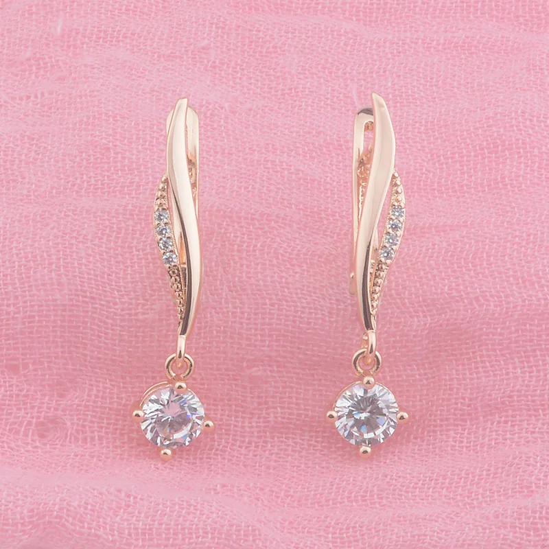 Женские серьги подвески из розового золота 585 пробы|Серьги-подвески| |