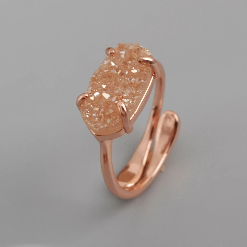 Натуральные Агаты Druzy женские кольца цвета Drusy Fasion кольцо Kendra Кольца Драгоценные камни камень черный белый серебряный девушки кольцо дропшиппинг
