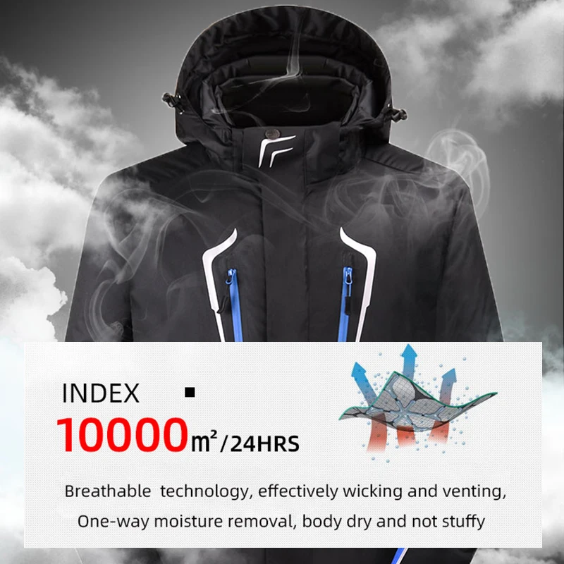 Мужской лыжный костюм зимние теплые водонепроницаемые куртки с защитой от ветра