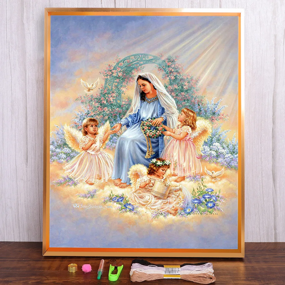 

Religion Angel Girl Printed 11CT Cross Stitch DIY Embroidery Kit DMC Threads Needlework Handmade Craft Hobby Floss Gift Adults