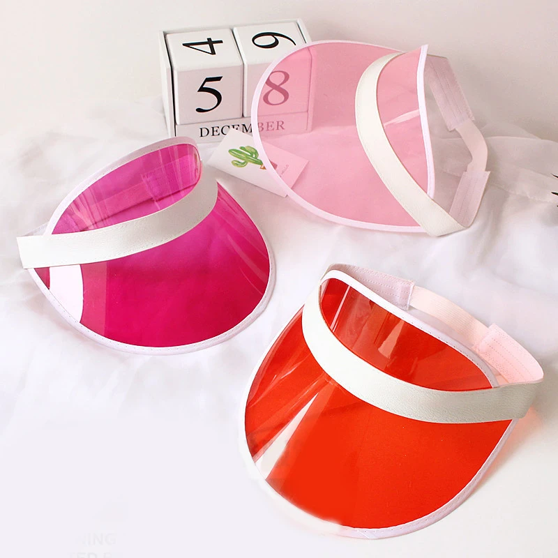 

Summer Outdoor Transparent Plastic Sun Hat Pure Color Empty Top Hat For Unisex SDFA88
