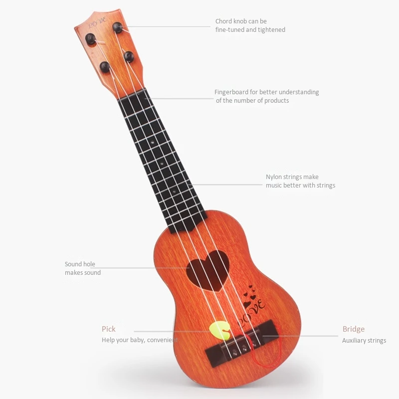 Детская игрушка Классическая гитара-укулеле музыкальный инструмент хаки | Спорт