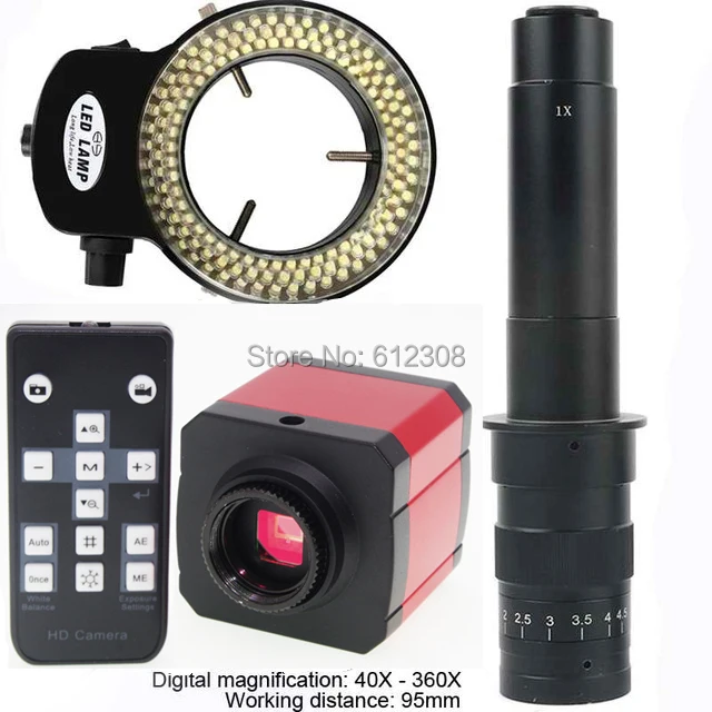 24MP 1080P 60FPS HD HDMI USB промышленный лабораторный микроскоп Видео камера TF слот для карт C-Mount объектив 144 светодиодный кольцевой свет