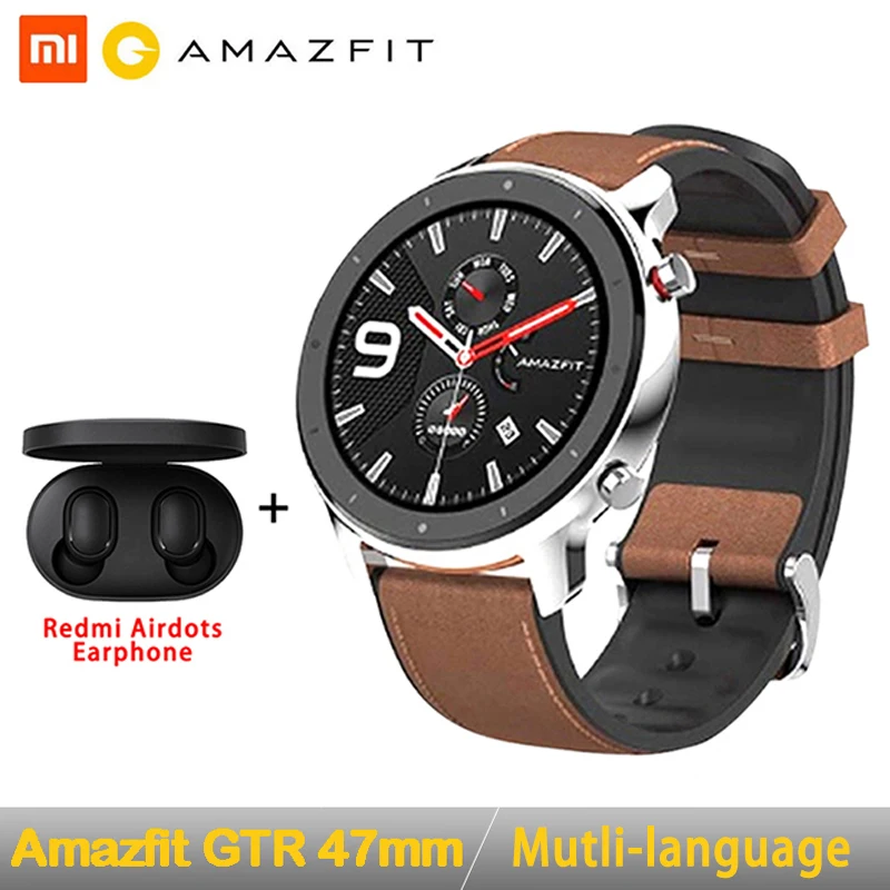Глобальная версия Amazfit GTR 47 мм Смарт часы Huami 5ATM Водонепроницаемый Smartwatch 24 дней
