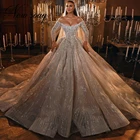 Свадебные платья с полной бисером Haute Dubai 2021 платья невесты с королевским шлейфом Среднего Востока арабские платья невесты с длинным рукавом платья